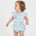 SOOKIbaby S14 Little Swan Blue Frilly Snapsuit